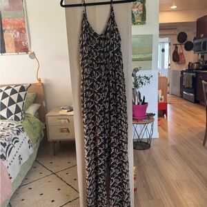 Chic Black and Tan Patterned Jumpsuit